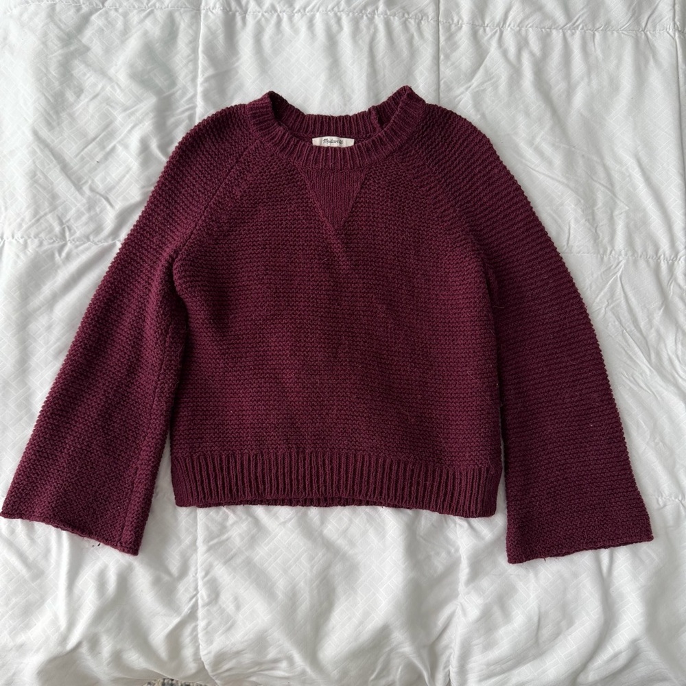Madewell Wide Sleeve Pullover Sweater Women’s XS Maroon Purple Red Boho Preppy